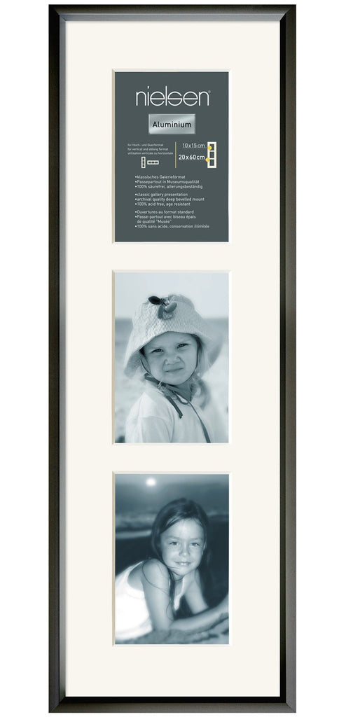 Gallery Junior Black 20 x 60 cm Multi 3-Aperture 10 x 15 cm Portrait - Snap Frames 